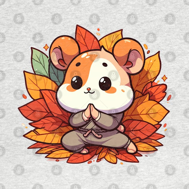 Kawaii fall hamster yoga by TomFrontierArt